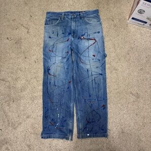 Rocawear Blue Denim Jeans with Paint-Splatter Detail